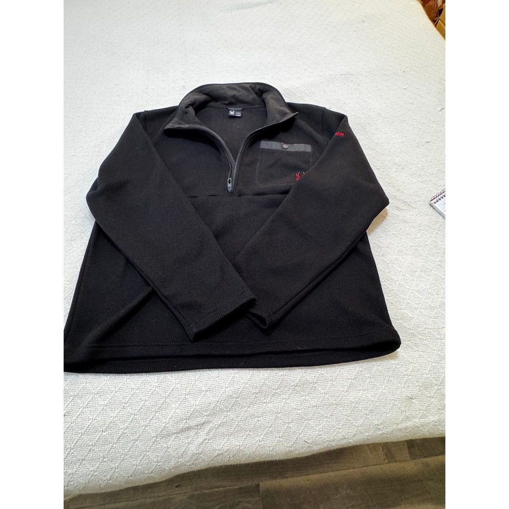 Spyder Mens Black Fleece Quarter Zip Pullover Jacket Top Size L G G
